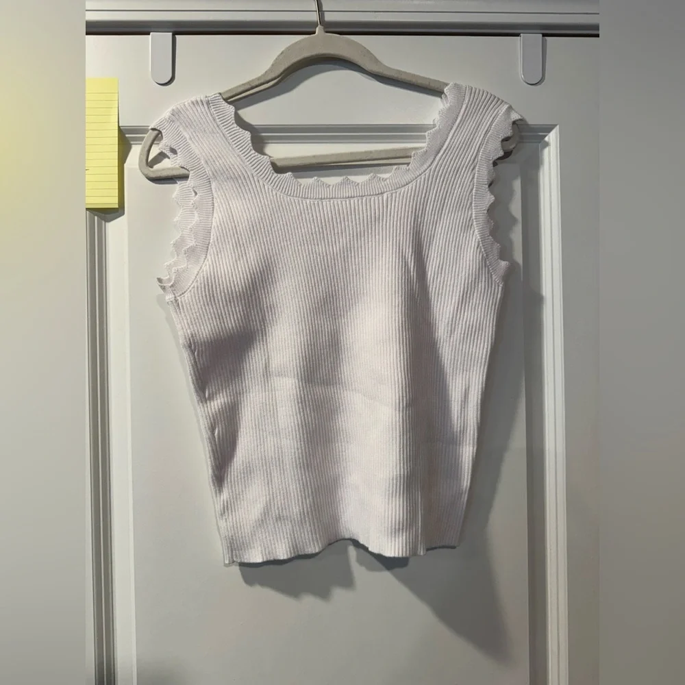 White Ribbed Tank Top - Picture 4 of 4